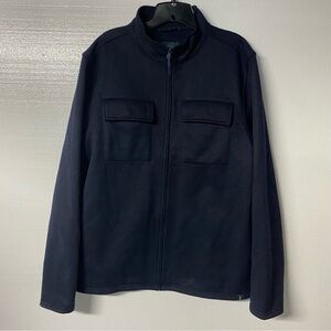 Prana Sweater Jacket Men L Blue Brookland Zip Up Wool Blend Chest Pocket Shacket